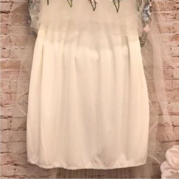 Moon Collection Off White Embroidered Boho Cottage Core Tulle Skirt - Picture 3 of 12
